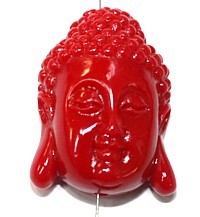 Boeddha 28mm imitatie koraal rood p.st.
