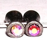 Diabolo 5x10mm oudzilver rood/rose/kristal AB 5st