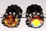 Ton 7x12mm oudzilver groen/bruin 4st