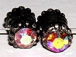 Ton 7x12mm oudzilver geel/rose/bruin 4st