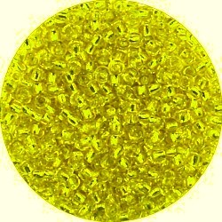 Rocailles 9/0 botergeel zilverkern 25gr.