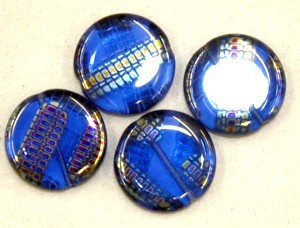 Glaskraal 15mm rond transp blauw zilver rits 5st