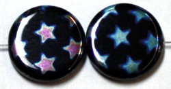 Glaskraal 17mm rond zwart extra AB sterren 5st