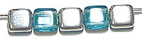 TILA kralen 6x6mm aqua/zilver 25st.