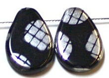 Glaskraal 12x18mm druppel zwart labrador vlek 5st