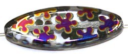 Glaskraal 30x12mm transp. vitrail miniflowers 3st.