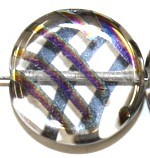Glaskraal 17mm rond transp. brede strepen 5st
