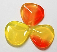 Glazen rozenblaadje 14x13mm oranje/geel 10st.