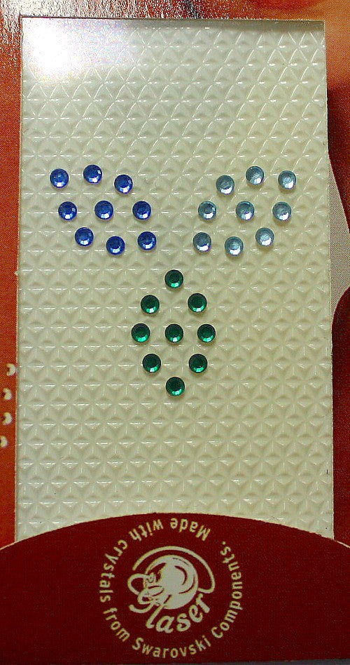 Swarovski tattoo 2mm kristal  2,5x2,5cm groen/blau