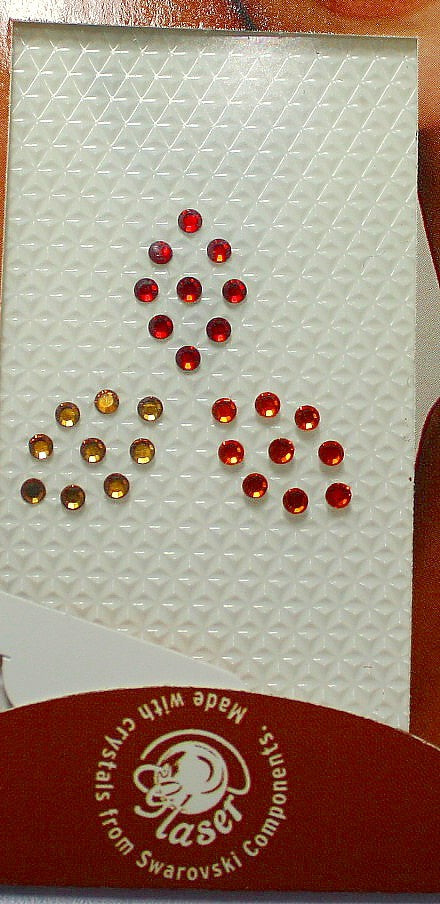 Swarovski tattoo 2mm kristal 2,5x2,5cm rood/oranje