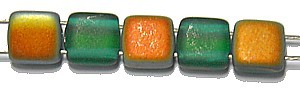 TILA kralen 6x6mm mat donker-aqua/goudkoper 25st.