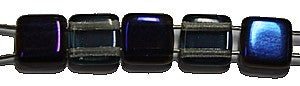 TILA kralen 6x6mm transp grijs/blauw azuro 25st.