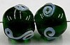 glaskr. 11mm groen witte krullen 10st