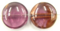 glaskraal schijf 20x8mm amethyst/goud 3 stuks