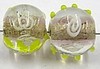 glaskr.12mm l.rose/witte bloem/gele stippen 10st