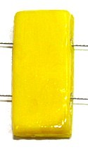 Glaskraal 11x24mm 2 gaats opaque geel 5st.