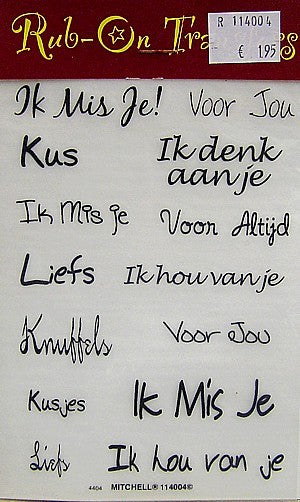 Rub On Transfers liefs 2 per vel