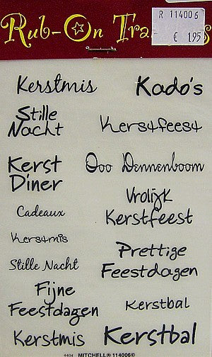 Rub On Transfers kerst per vel