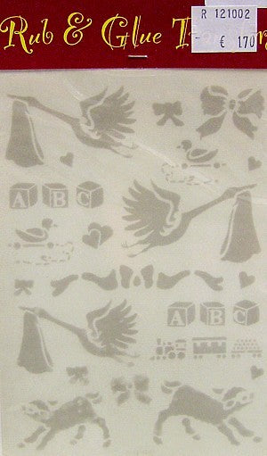 Rub & Glue transfer geboorte per vel