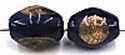 ovale kraal 11mm blauw goldfoil 5st