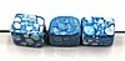 glaskr. blokje 7x5mm blauw gemarmerd ca.25 st.