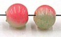 glaskr. rond 9mm rose/groen gemarmerd 10st.
