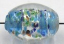 silverfoil ovaal 12x10mm blauw/bonte stippen 5st