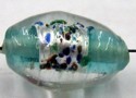 silverfoil ovaal  turkoois/stippen 15x10mm 5st