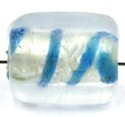 silverfoil blokje 13x8mm transp.blauwe streep 5st