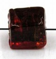 blokje 9x8mm silverfoil rood 5st