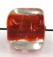 glaskraal blokje 8x8mm transp. rode kern 10st