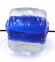 glaskraal blokje 8x8mm transp. blauwe kern 10st