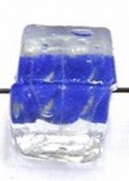 glaskraal blokje 8x8mm transp. saffier. kern 10st