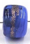 glaskraal ton 8x11mm blauw/goudstreep 5st