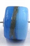 glaskraal ton 8x11mm turkoois/goudstreep 5st