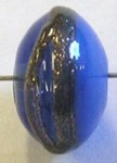 glaskraal schijf 8x11mm blauw/goudstreep 5st