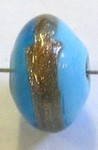 glaskraal schijf 8x11mm turkoois/goudstreep 5st