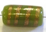 glaskraal ton 18x10mm olijfgroen/goudstreep 5st.UL