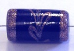 glaskraal ton 20x11mm blauw/goud 1st.
