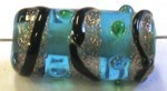 glaskraal ton 20x11mm turkoois/goud 1st.