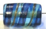 glaskr.ton 18x11mm turkoois/blauw/goudstreep 5st