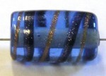 glaskraal ton 18x11mm blauw/blauw/goudstreep 5st