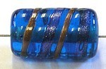 glaskraal ton 18x11mm capri/blauw/goudstreep 5st