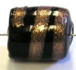 Glaskraal ton 15x12mm zwart/goud 5st