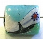 glaskraal  ton 12mm turkoois/groen millifiory 5st
