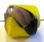 glaskraal  ton 12mm geel/paars milifiory 5 st.