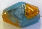 Glaskraal 22x15mm oranje/blauw millifiory p.st