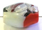 glaskraal 20x14mm wit/oranje/blauw millifiory p.st