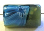 glaskraal 18x11mm groen/blauw millifiory p.st