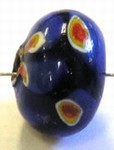 glaskraal 12x18mm oranje/blauw millifiory p.st